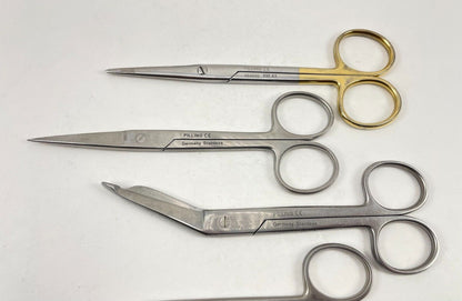 LOT OF 6 Surgical Scissors, Straight: Pilling, Allegiance, Unbranded