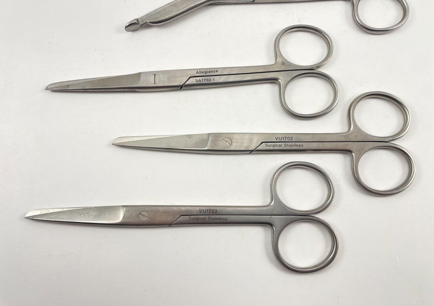 LOT OF 6 Surgical Scissors, Straight: Pilling, Allegiance, Unbranded