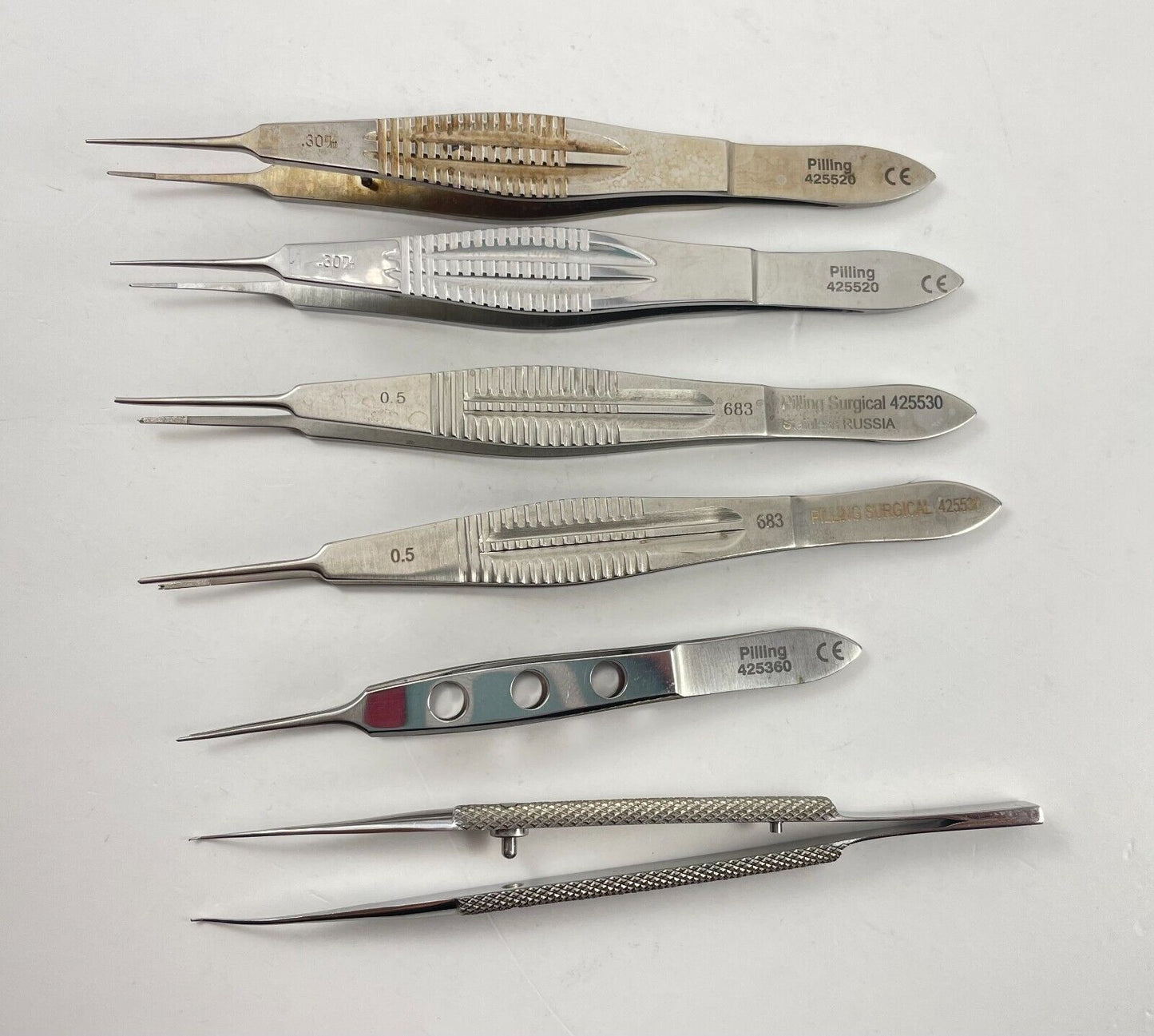 LOT of 6 Ophthalmic Instruments: Pilling 425520, 425530, 425360, Storz E3196