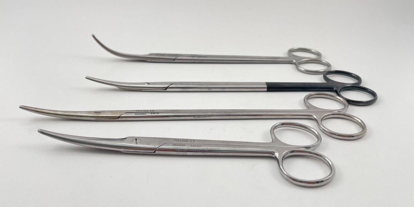 LOT OF 7 Curved Dissecting Scissors: V. Mueller, Pilling, Berlex