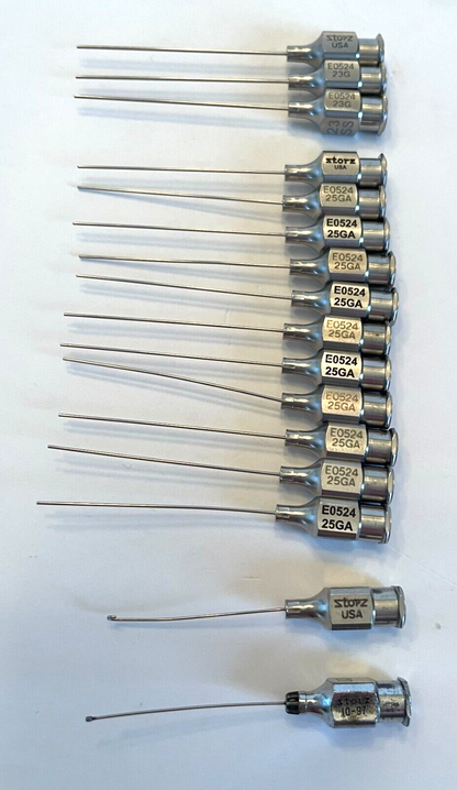 LOT of 16 Storz Ophthalmic Instruments: E0524 23G, E0524 25GA, E4420, E0511 ED