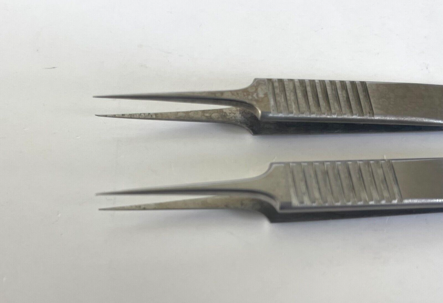 LOT of 2 Scanlan 4004-07 Micro Forceps, Straight Sharp Diamond Dust Tips, 4 1/4"