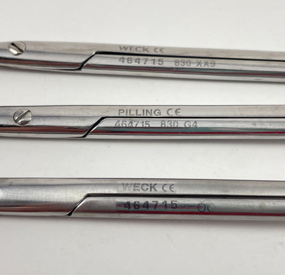 LOT OF 3 Pilling/Weck 464715 Metzenbaum Scissors, Curved, 7" + 30 DAY WARRANTY!