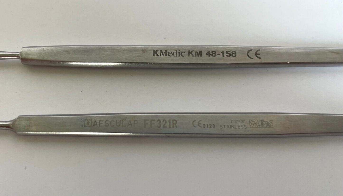 LOT of 2 FRAZIER Hook: Aesculap FF321R, KMedic KM 48-158 KM-48-158