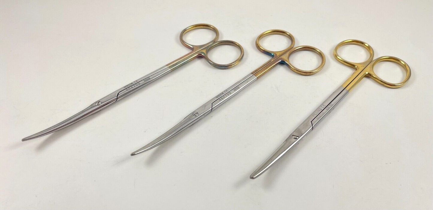 LOT OF 3 Pilling/Weck 464705 Metzenbaum Scissors, Curved, 5 3/4"