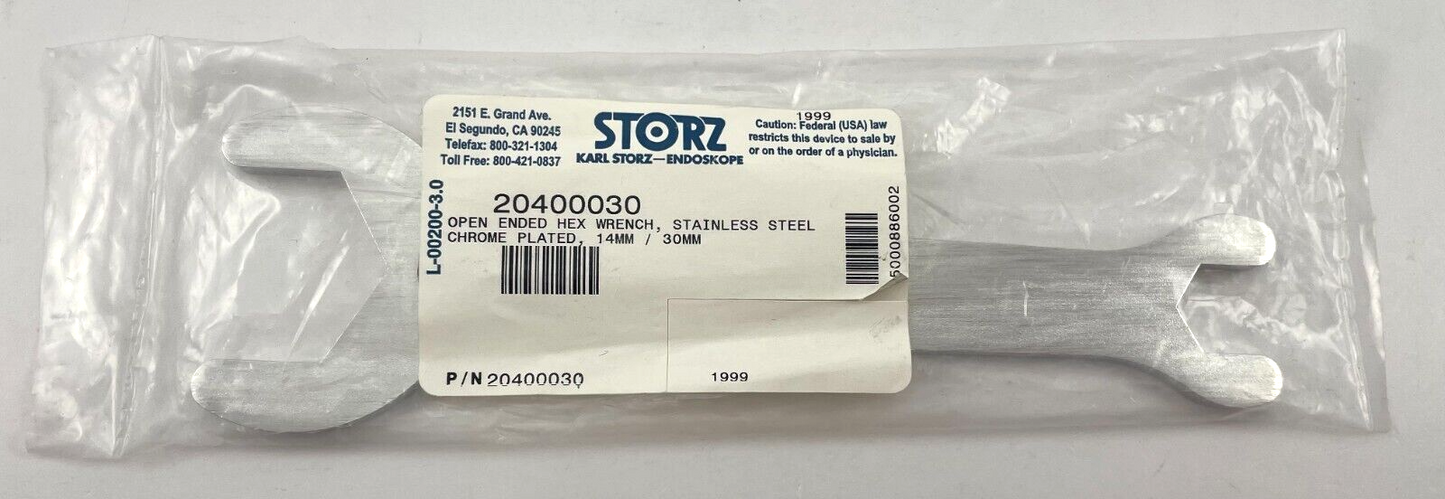 Karl Storz 20400030 Open Ended Hex Wrench, 14mm/30mm