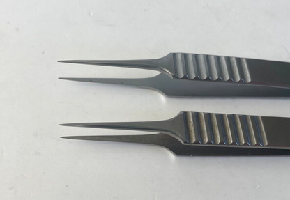 LOT of 2 ASSI JF-5 Micro Forceps, Straight, 0.3mm