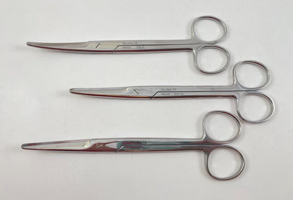 LOT OF 3 Pilling 460430 Mayo Scissors, Curved, 6 3/4" + 30 DAY WARRANTY