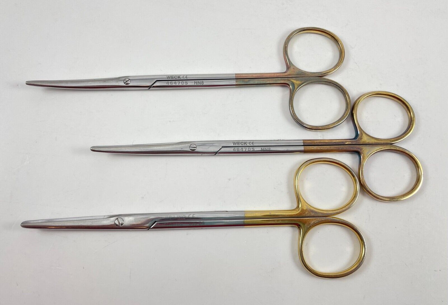 LOT OF 3 Pilling/Weck 464705 Metzenbaum Scissors, Curved, 5 3/4"