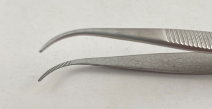 LOT OF 7 V. Mueller OP3190 Ophthalmic Dressing Forceps, Curved, Serrated Tip, 4"