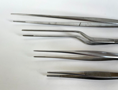 LOT OF 4 Dressing Forceps, Serrated Tips: Miltex, V. Mueller, Pilling, Symmetry