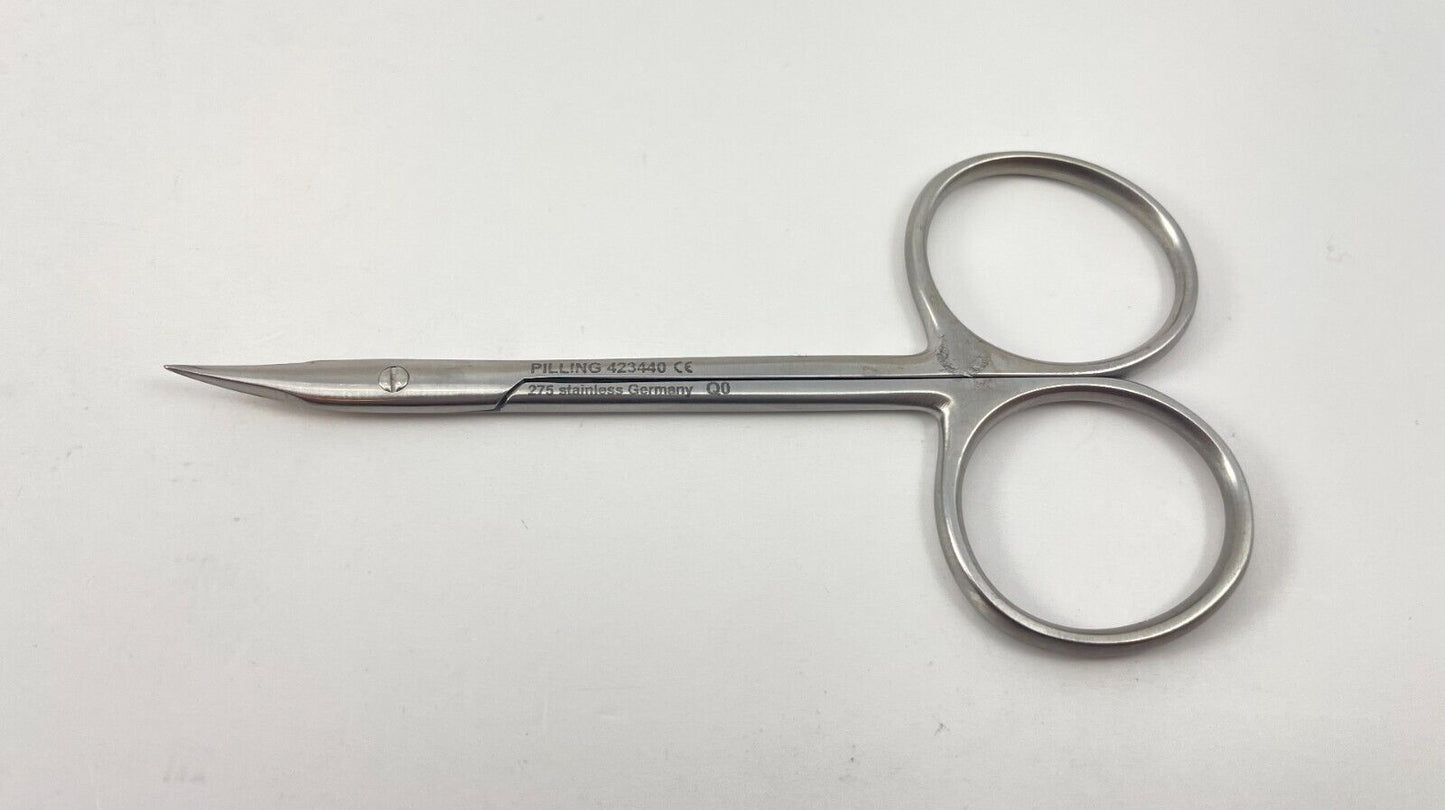 LOT OF 5 Ophthalmic Surgical Scissors, Curved: V. Mueller, Pilling, Argent, API