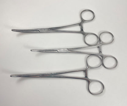 LOT OF 3 Pilling 476155 Mayo-Pean Forceps, Curved, Serrated, 2.9mm Tip, 6 1/2"