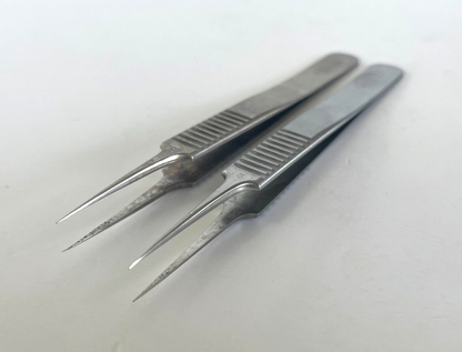 LOT of 2 Scanlan 4004-07 Micro Forceps, Straight Sharp Diamond Dust Tips, 4 1/4"