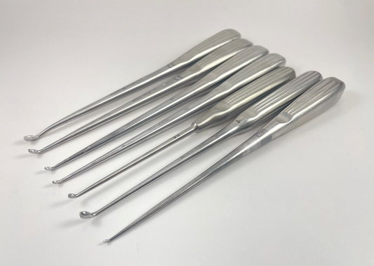 LOT of 7 Brun Curette, Angled: KMedic, Pilling, Medicon, Jarit + 30 DAY WARRANTY