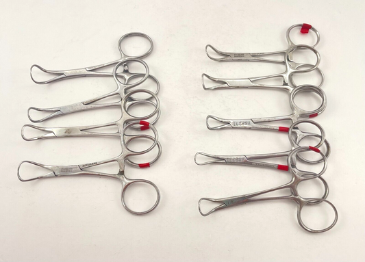 LOT OF 9 Backhaus Towel Forceps: Weck (2) & Unbranded (7) + 30 DAY WARRANTY!