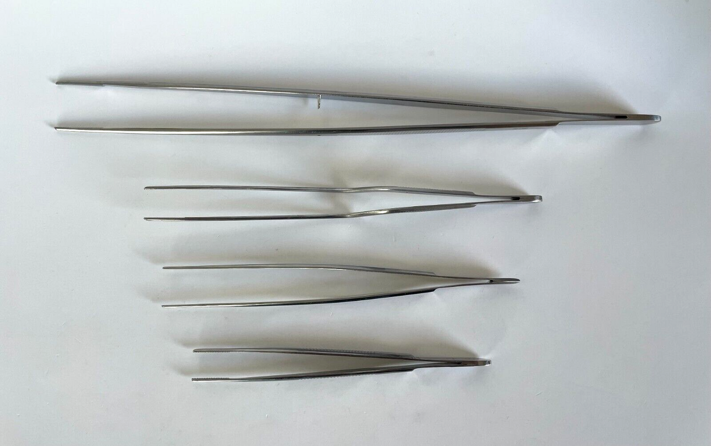 LOT OF 4 Dressing Forceps, Serrated Tips: Miltex, V. Mueller, Pilling, Symmetry