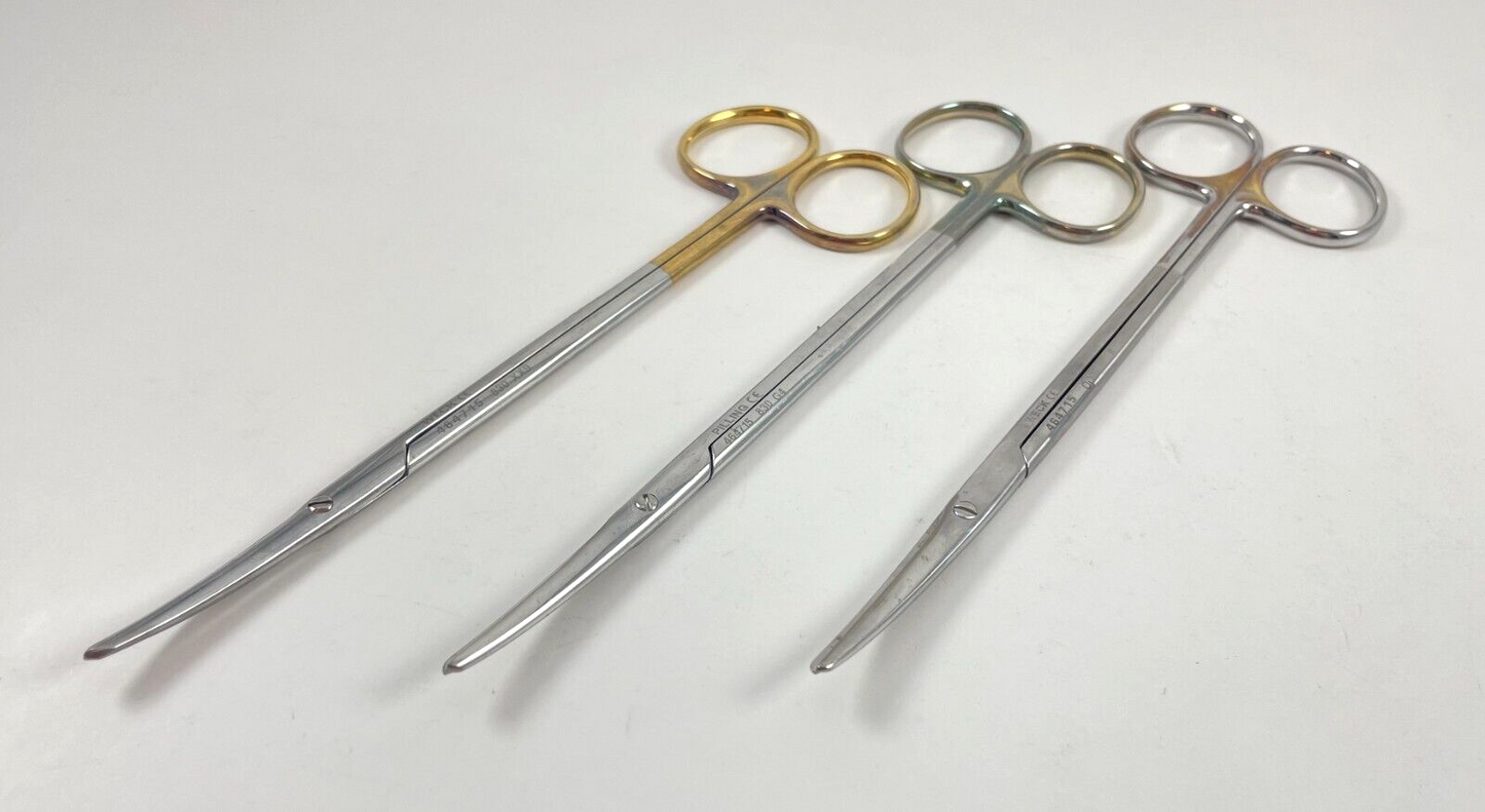 LOT OF 3 Pilling/Weck 464715 Metzenbaum Scissors, Curved, 7" + 30 DAY WARRANTY!