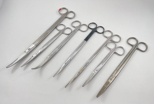 LOT OF 7 Curved Dissecting Scissors: V. Mueller, Pilling, Berlex