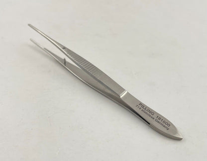 LOT OF 6 Pilling 181600 Iris Dressing Forceps, Straight, Serrated Tips, 4"