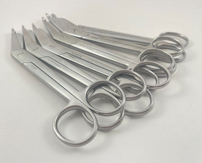 LOT OF 6 Lister Bandage Scissors, Angled, 7 1/4": Pilling (5x) & Symmetry