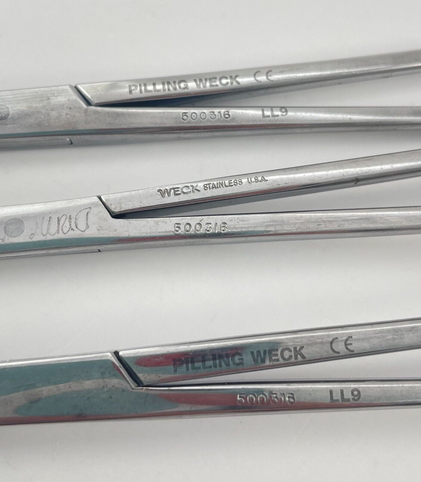 LOT OF 3 Pilling Weck 500316 Allis Tissue Forceps, 5x6 Teeth, 7 1/2"