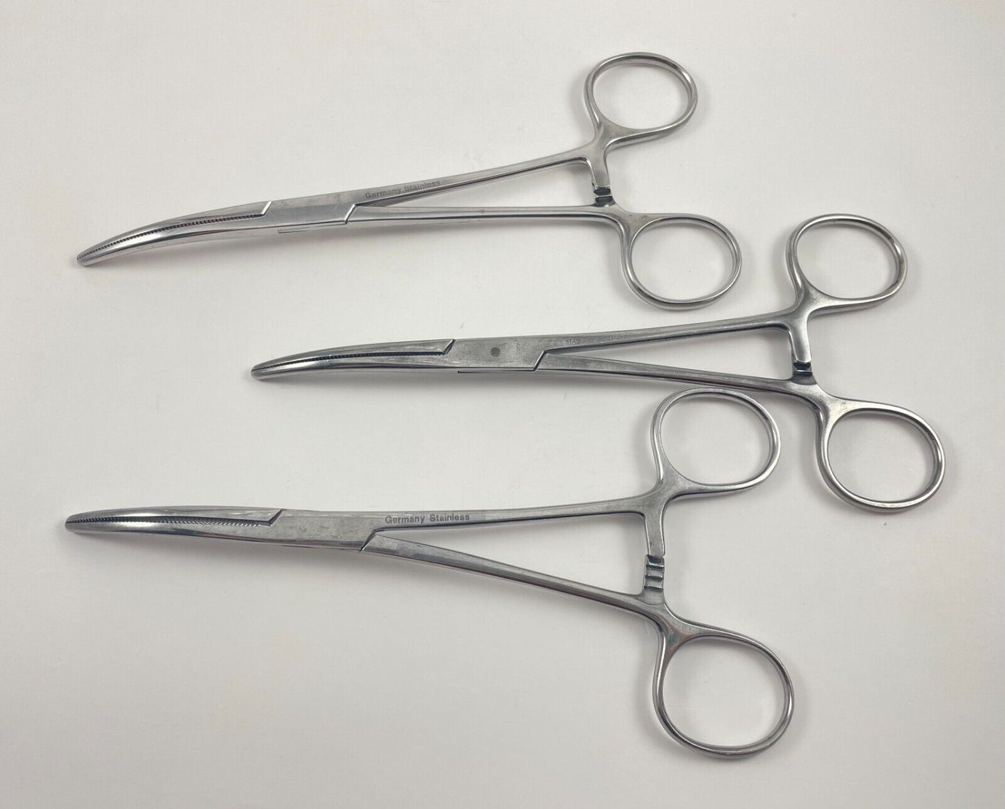 LOT OF 3 Pilling 476155 Mayo-Pean Forceps, Curved, Serrated, 2.9mm Tip, 6 1/2"