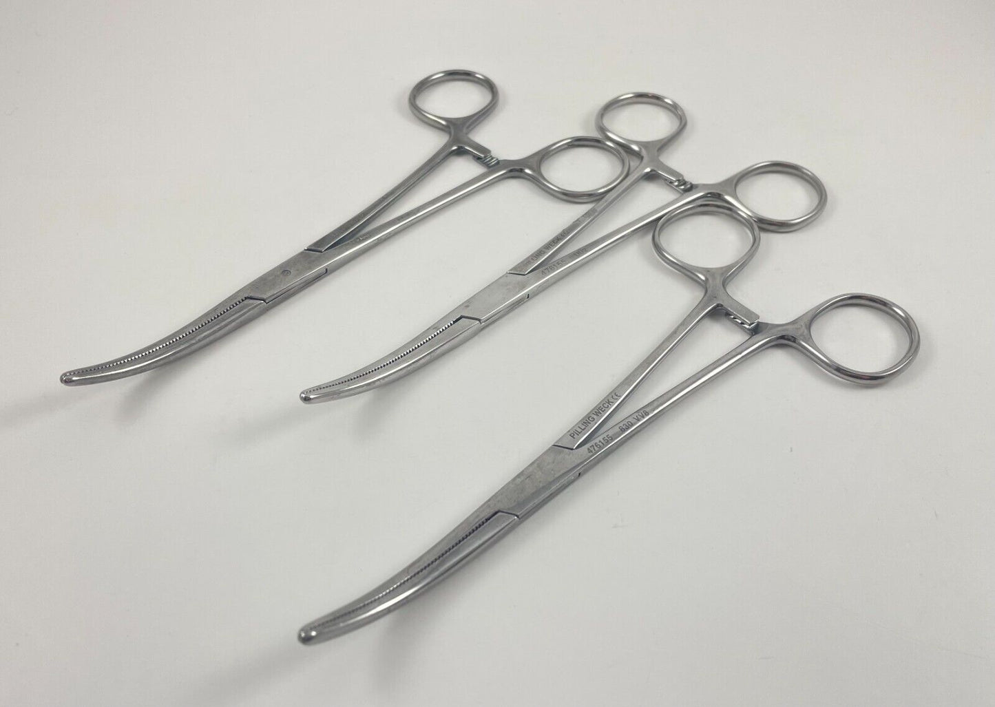 LOT OF 3 Pilling 476155 Mayo-Pean Forceps, Curved, Serrated, 2.9mm Tip, 6 1/2"