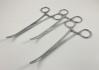 LOT OF 3 Pilling 476155 Mayo-Pean Forceps, Curved, Serrated, 2.9mm Tip, 6 1/2"