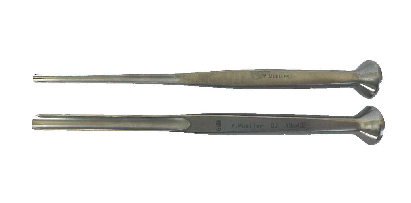 SET of 2 V. Mueller Alexander Mastoid Gouge AU6480, 4mm; AU6482, 6mm