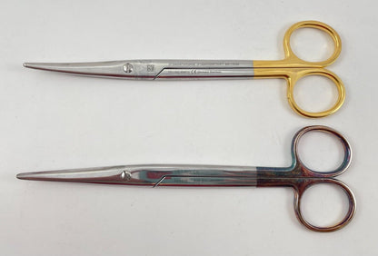 LOT OF 2 Pilling 464615 Mayo Dissecting Scissors, Curved, 6.5" + 30 DAY WARRANTY