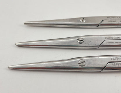 LOT OF 3 Pilling/Weck 464610 Mayo Dissecting Scissors, Straight, 6.5"