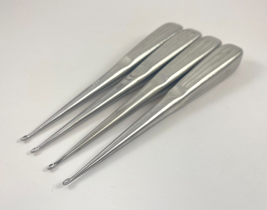 LOT of 4 KMedic KM 46-513 Brun Curette, Straight, Size 000, Hollow Handle, 7"