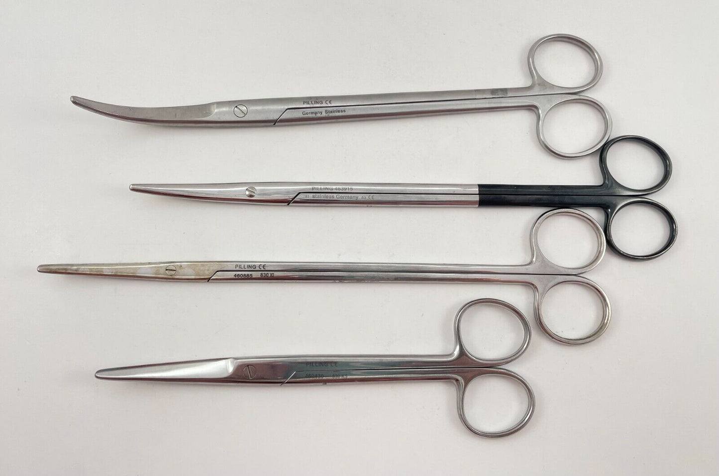 LOT OF 7 Curved Dissecting Scissors: V. Mueller, Pilling, Berlex