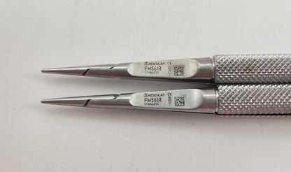 LOT OF 2 Aesculap FM561R Glasser Micro Needle Holder, Straight, Diamond Dust, 7"