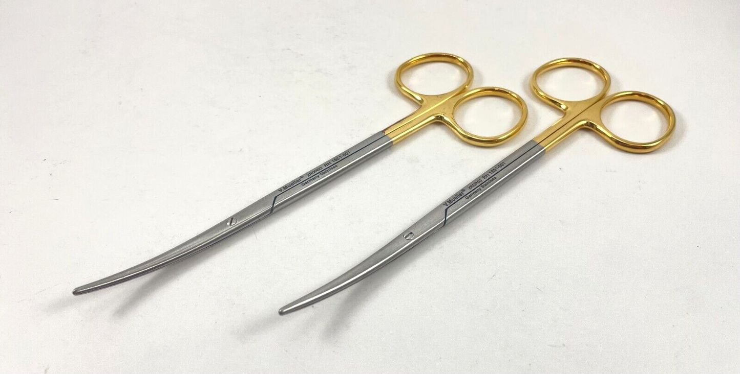 LOT OF 2 V. Mueller RH1651-001 Metzenbaum Dissecting Scissors, Curved, Blunt