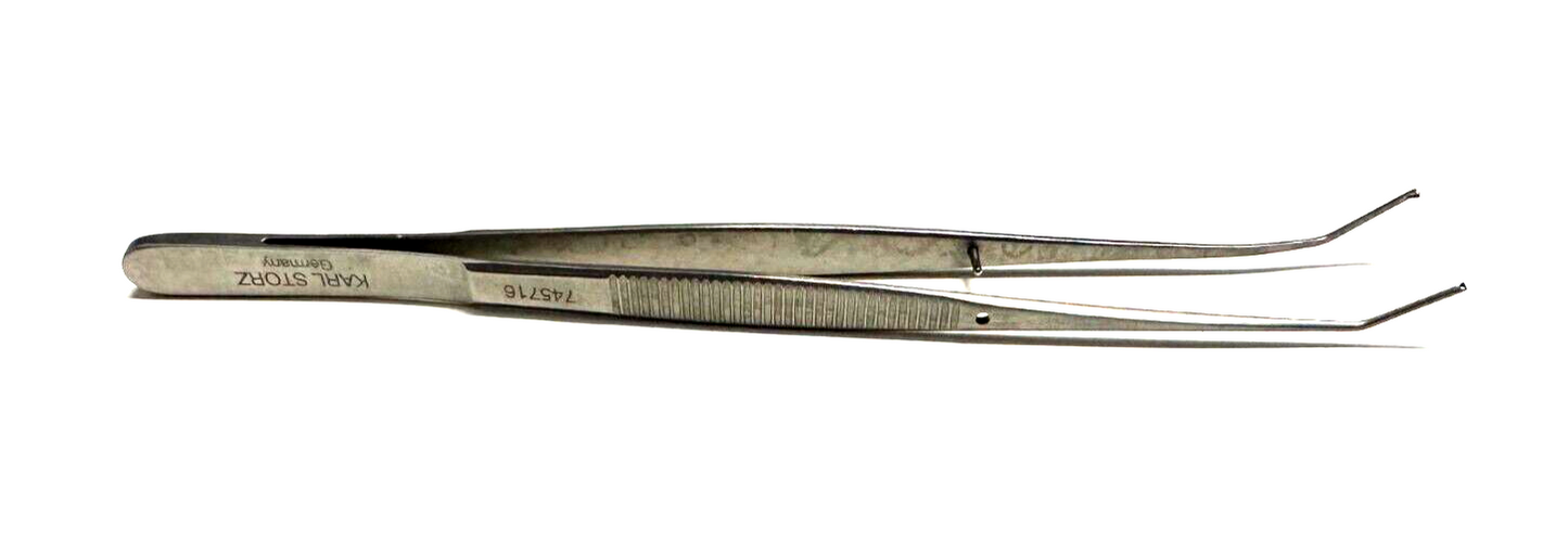 Karl Storz 745716 Tissue Forceps, Angled, 1x2 Teeth, 6"