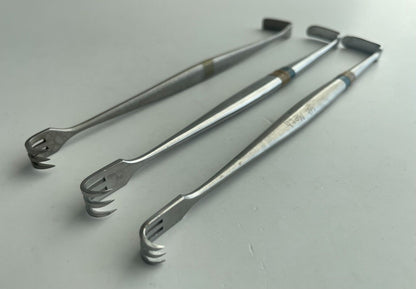 LOT OF 3 Senn Retractor, Double-Ended, Sharp: V. Mueller, Jarit, Storz