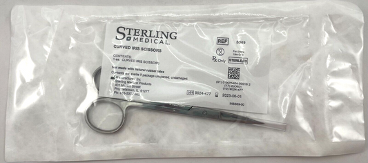 LOT OF 36 Sterling Medical SS69 Curved Iris Scissors, Single Use, Sterile