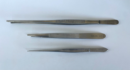 LOT OF 3 Tissue Forceps, Pilling 640524, Pilling 467125, Jarit 130-435