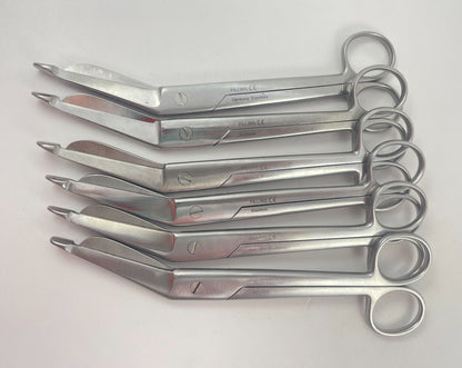 LOT OF 6 Lister Bandage Scissors, Angled, 7 1/4": Pilling (5x) & Symmetry