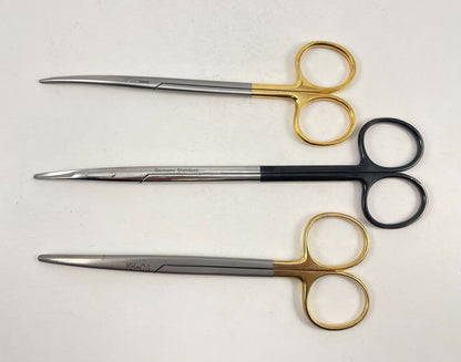 LOT OF 3 Metzenbaum Scissors, Curved: V. Mueller, Pilling, Codman