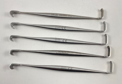 LOT OF 5 PILLING 164750 Senn Retractor, 3 Prong, Sharp, 1/4" x  3/4" x 6 1/4"