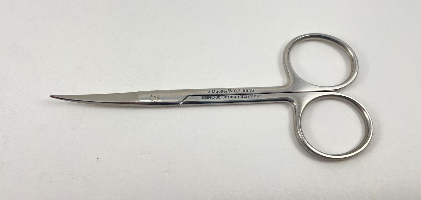 LOT OF 5 Ophthalmic Surgical Scissors, Curved: V. Mueller, Pilling, Argent, API