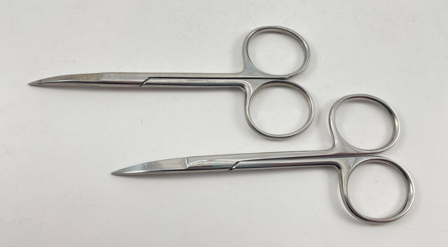 LOT OF 2 V. Mueller OP5540 Knapp Iris Scissors, Curved, Sharp  + 30 DAY WARRANTY