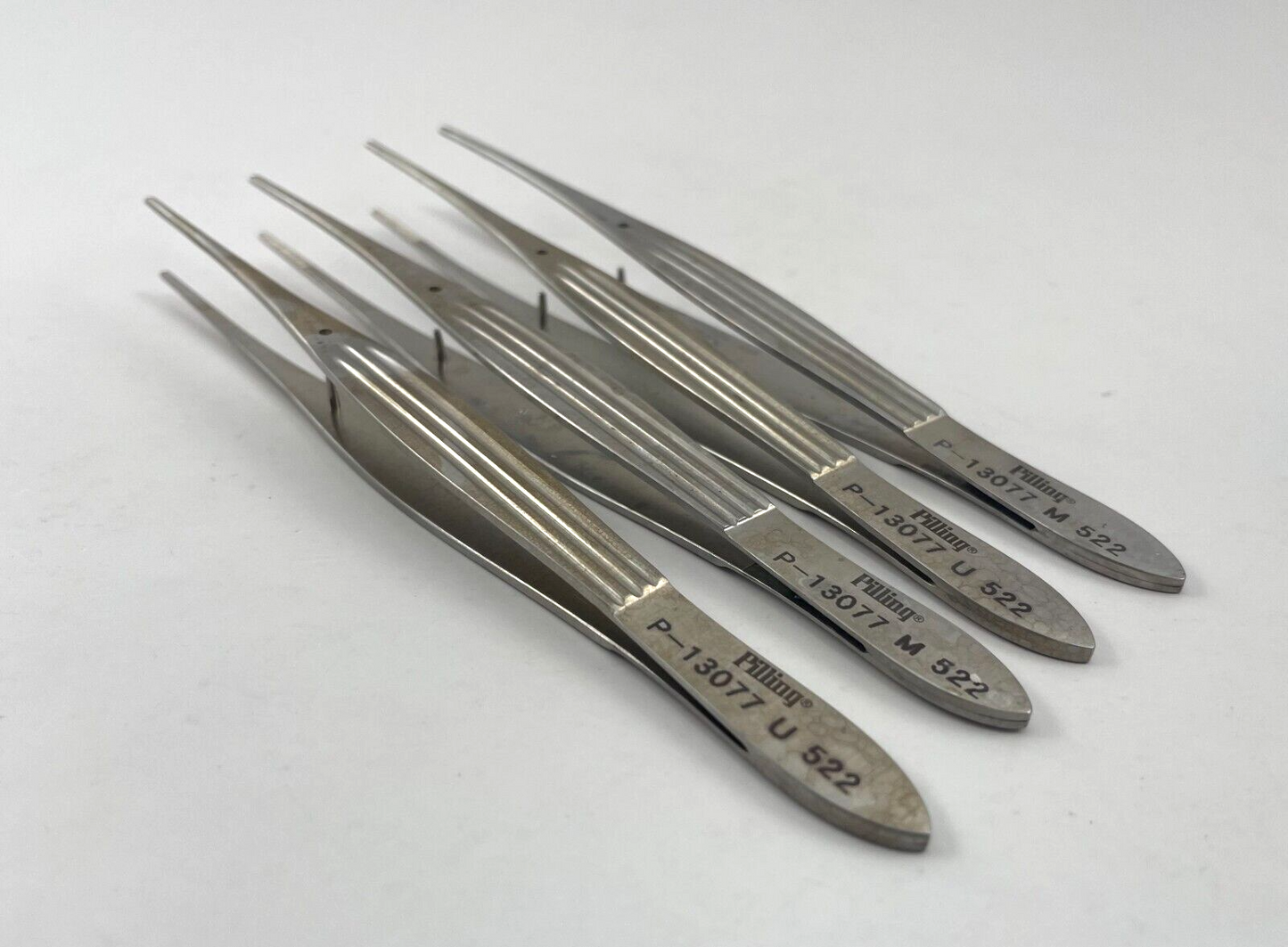 LOT OF 4 Pilling P13077 MCINDOE Dressing Forceps, Serrated Tips, 6"