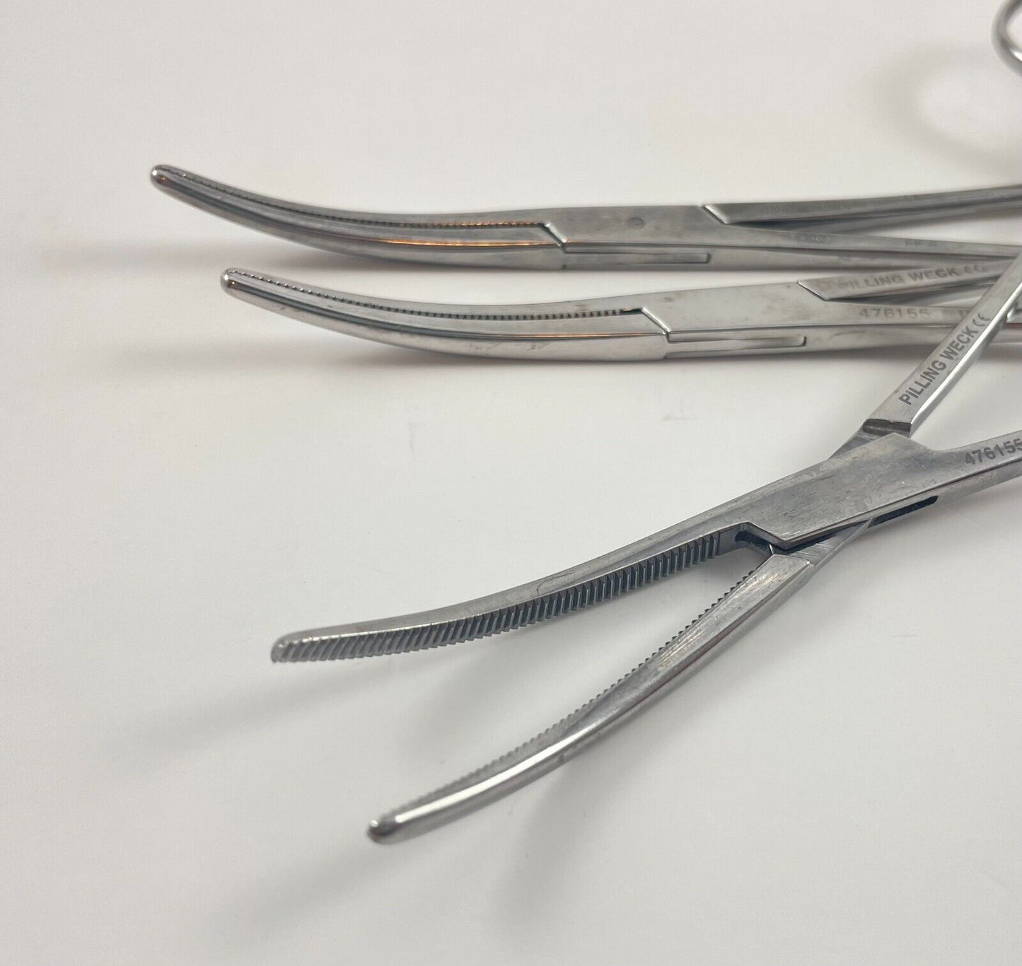 LOT OF 3 Pilling 476155 Mayo-Pean Forceps, Curved, Serrated, 2.9mm Tip, 6 1/2"