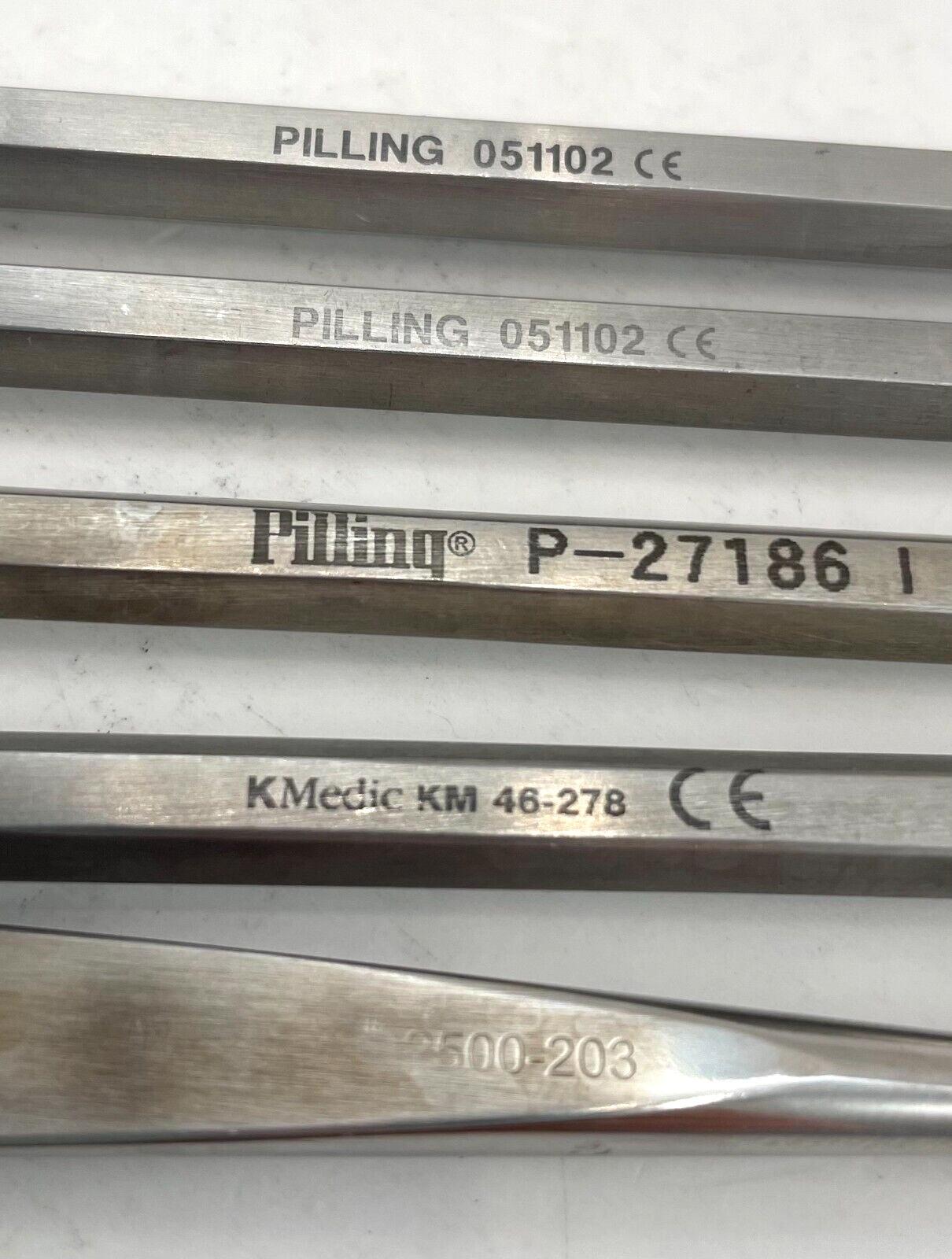 LOT OF 5 Hex Handle Osteotome: Pilling 051102, P27186, KMedic KM 46-278