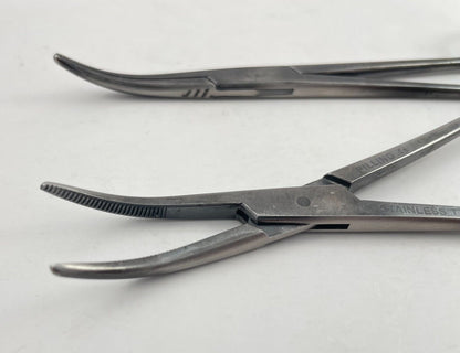 LOT OF 4 Pilling Kelly Forceps: 182100 Straight, 5 3/4" & 182110 Curved 5 1/2"