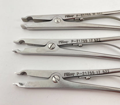 LOT OF 3 Pilling P-21755 Raney Clip Applying Forceps + 30 DAY WARRANTY!